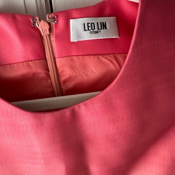 Leo Lin Dress Cleo Ombré Pink Coral Sleeveless A-Line Cocktail Midi Dress Size 8 - Picture 4 of 6